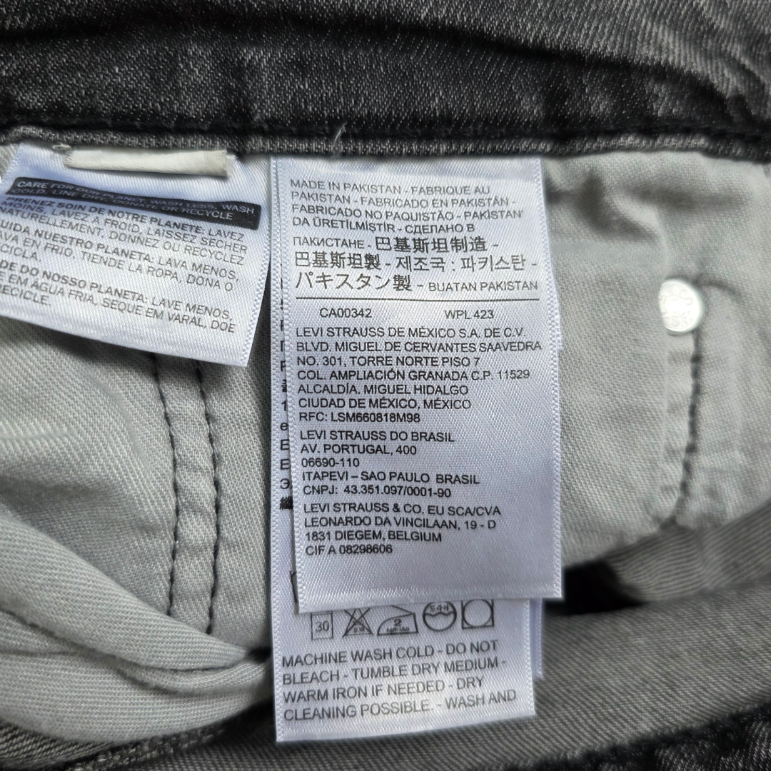 Levi’s 505 Straight Jeans Men’s W32 L32 Washed Black Denim Stretch Regular Fit