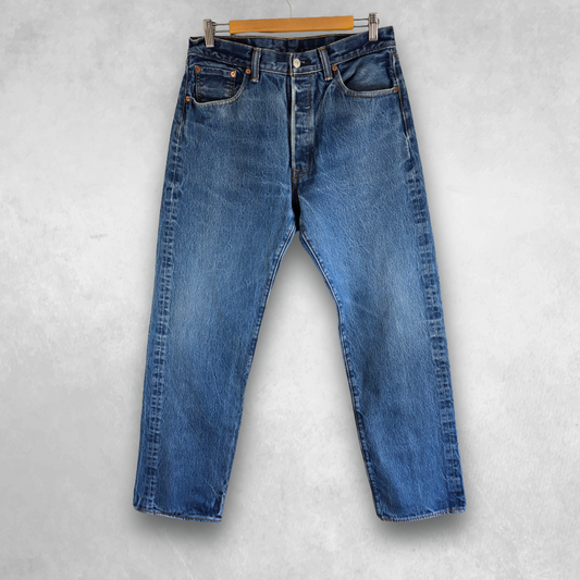 Levi’s 501 Jeans W32 L31 (W34 Tag) Men’s Blue Straight Fit Denim Button Fly