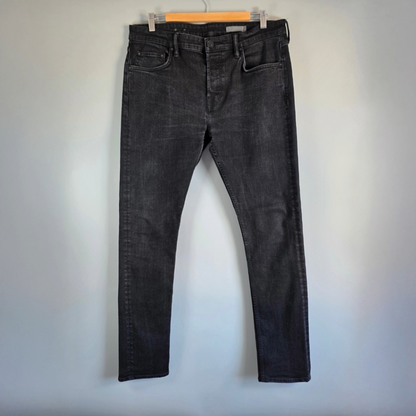 AllSaints Men’s Skinny Jeans W35 L32 Black Cigarette Fit Stretch Denim