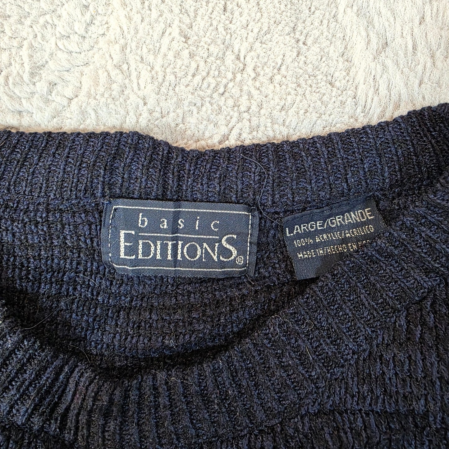 Vintage Basic Editions Patterned Knit Sweater Men’s Large Retro Pullover