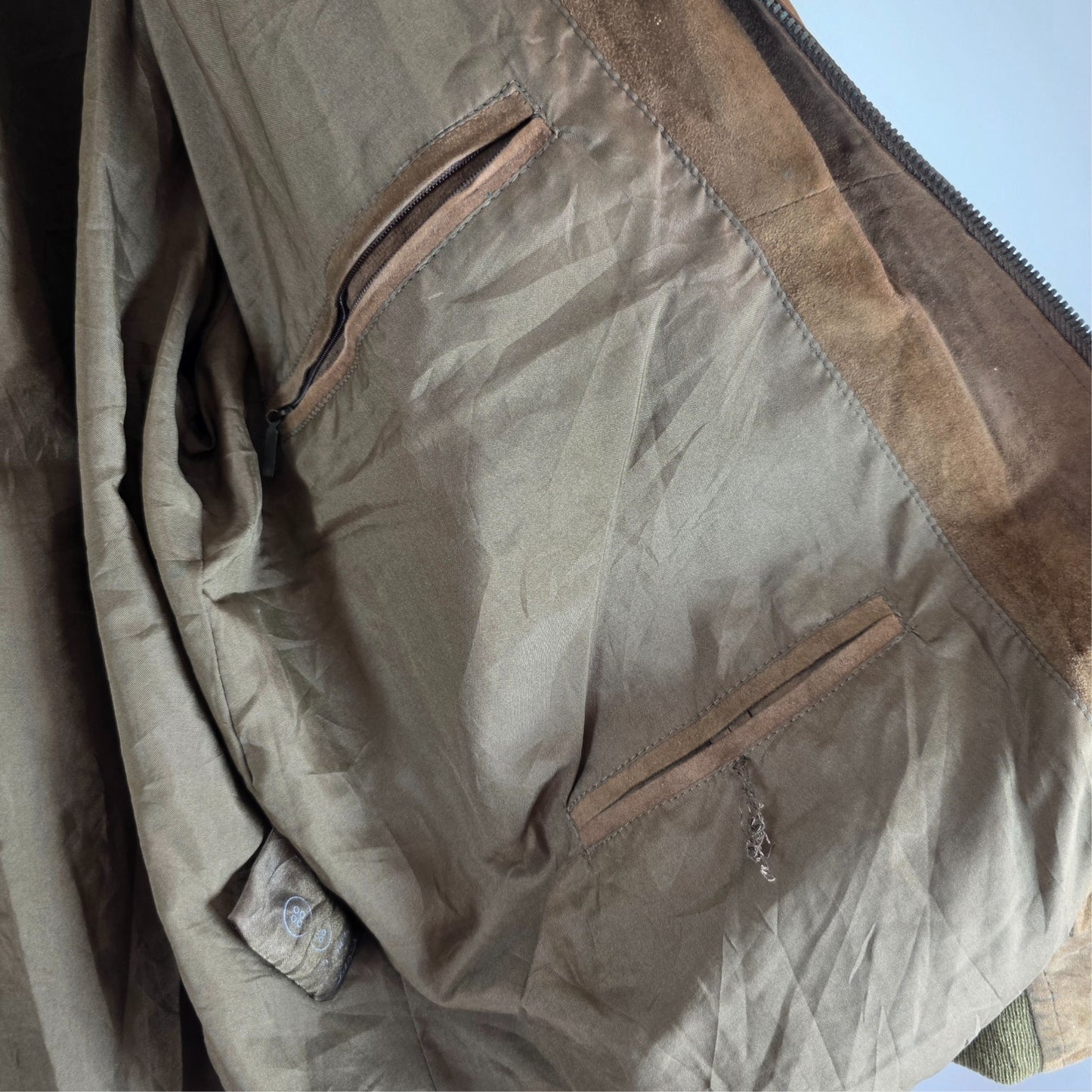 Vintage Rover & Lakes Suede Bomber Jacket Brown Mens L Germany Leather