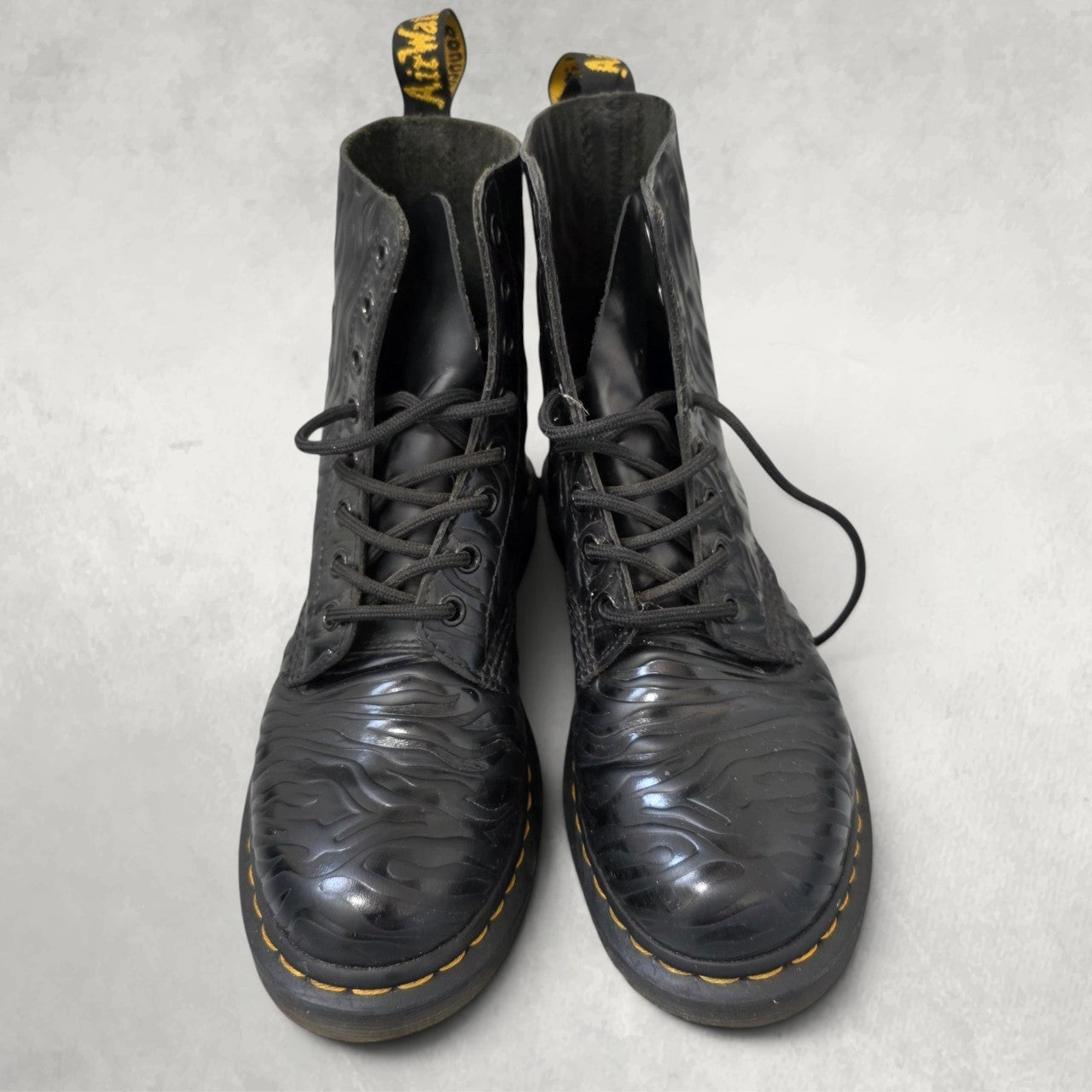 Dr Martens 1460 Pascal Zebra Emboss Boots UK 5 EU 38 Black Leather Chunky Grunge