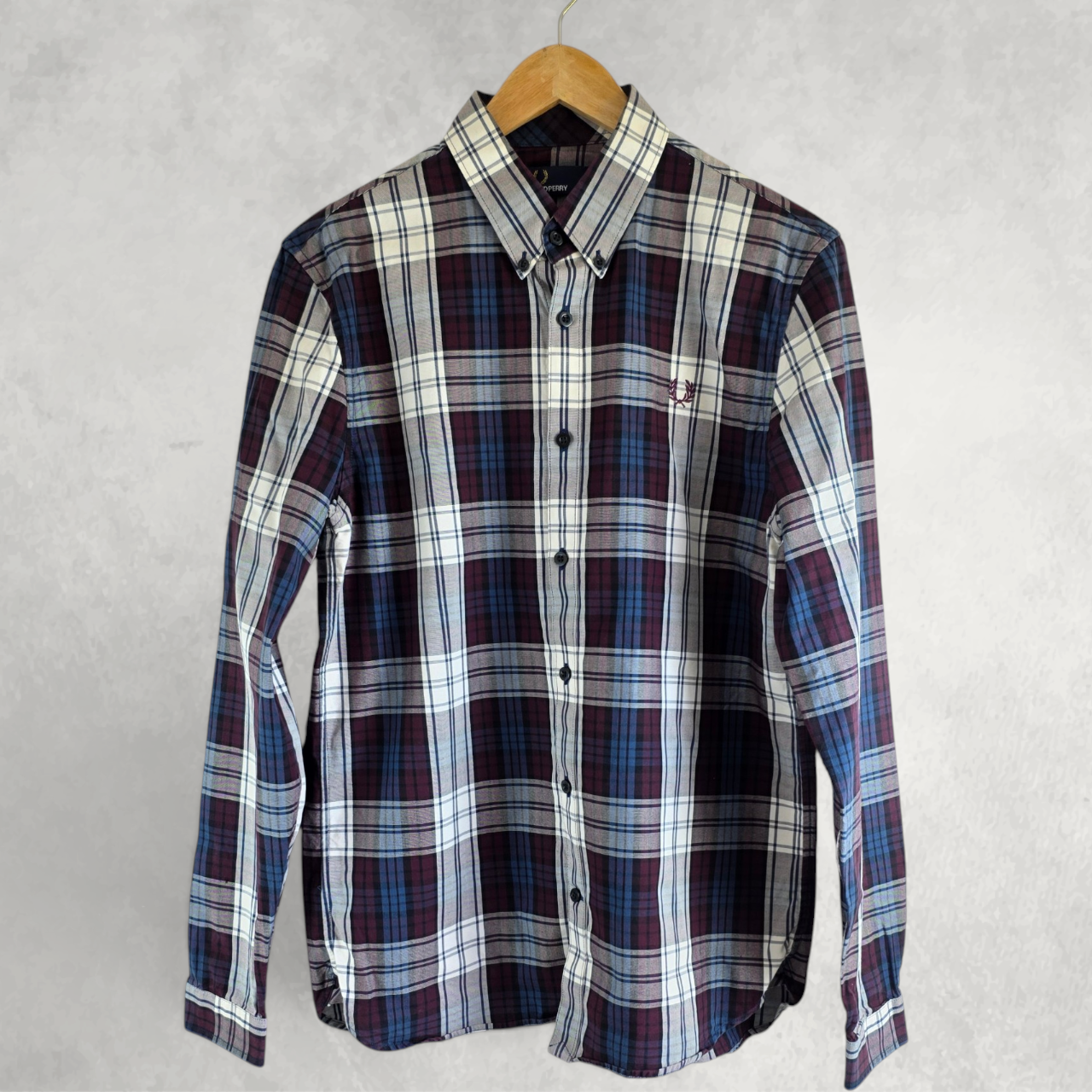 Fred Perry Check Shirt M Plaid Button Down Smart Casual Mod Style Cotton