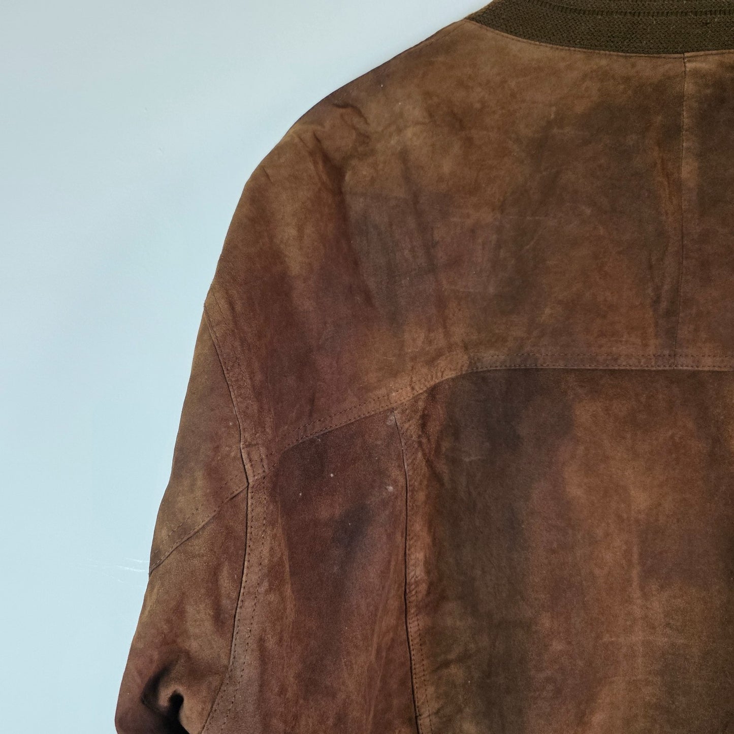 Vintage Suede Bomber Jacket Brown Mens L Germany Leather Classic Ribbed