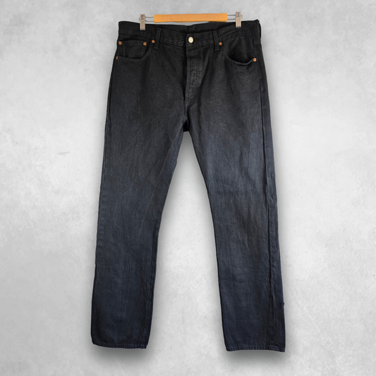 Levi’s 501 Jeans W36 L34 Black Straight Fit Denim Button Fly Men’s Classic