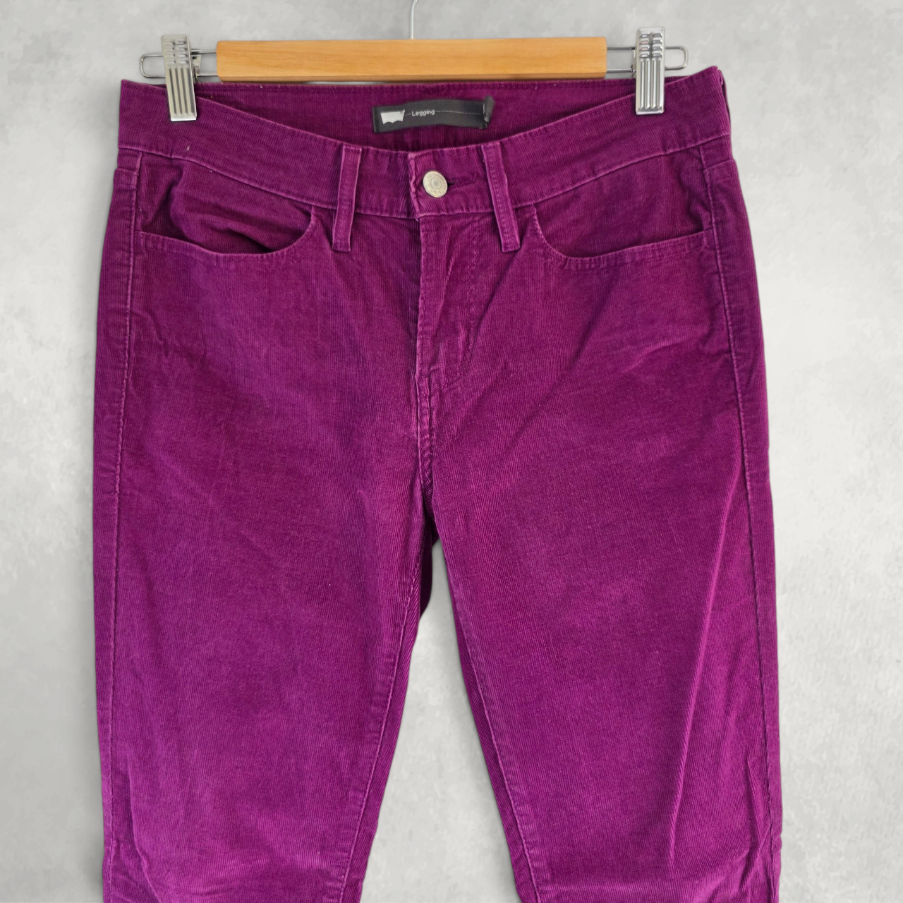Levi’s Womens Purple Corduroy Leggings W28 L29 Skinny Stretch Velvet Feel Jeans