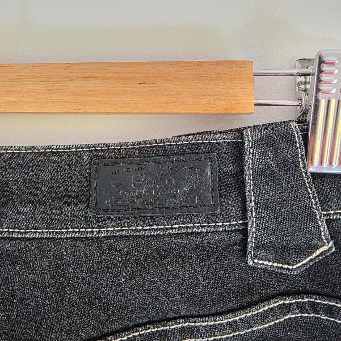 Polo Ralph Lauren Floral Pocket Bootcut Jeans W27 L30 Black Stretch Denim Y2K