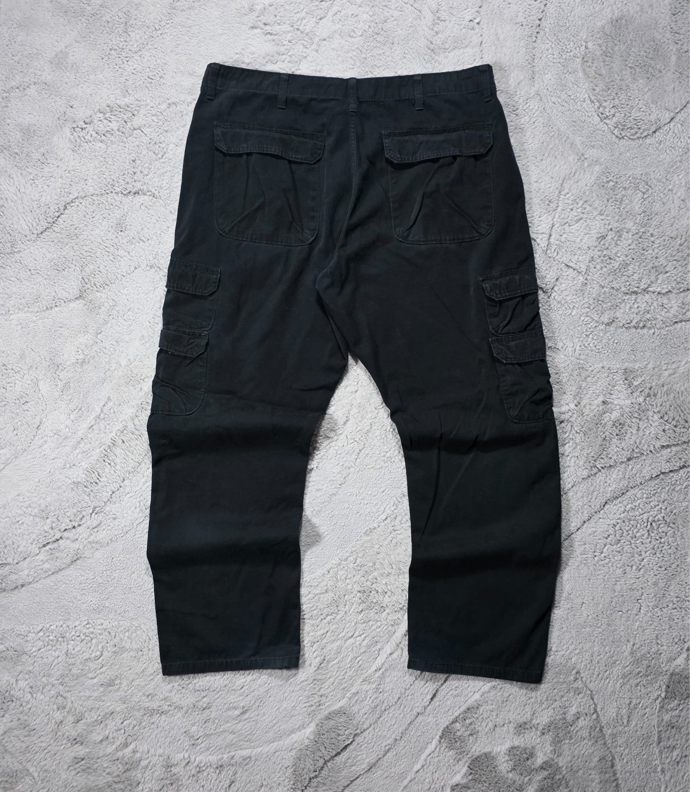 Wrangler Authentics Cargo Trousers Black Men’s Straight Fit W38 L32 Hook & Loop