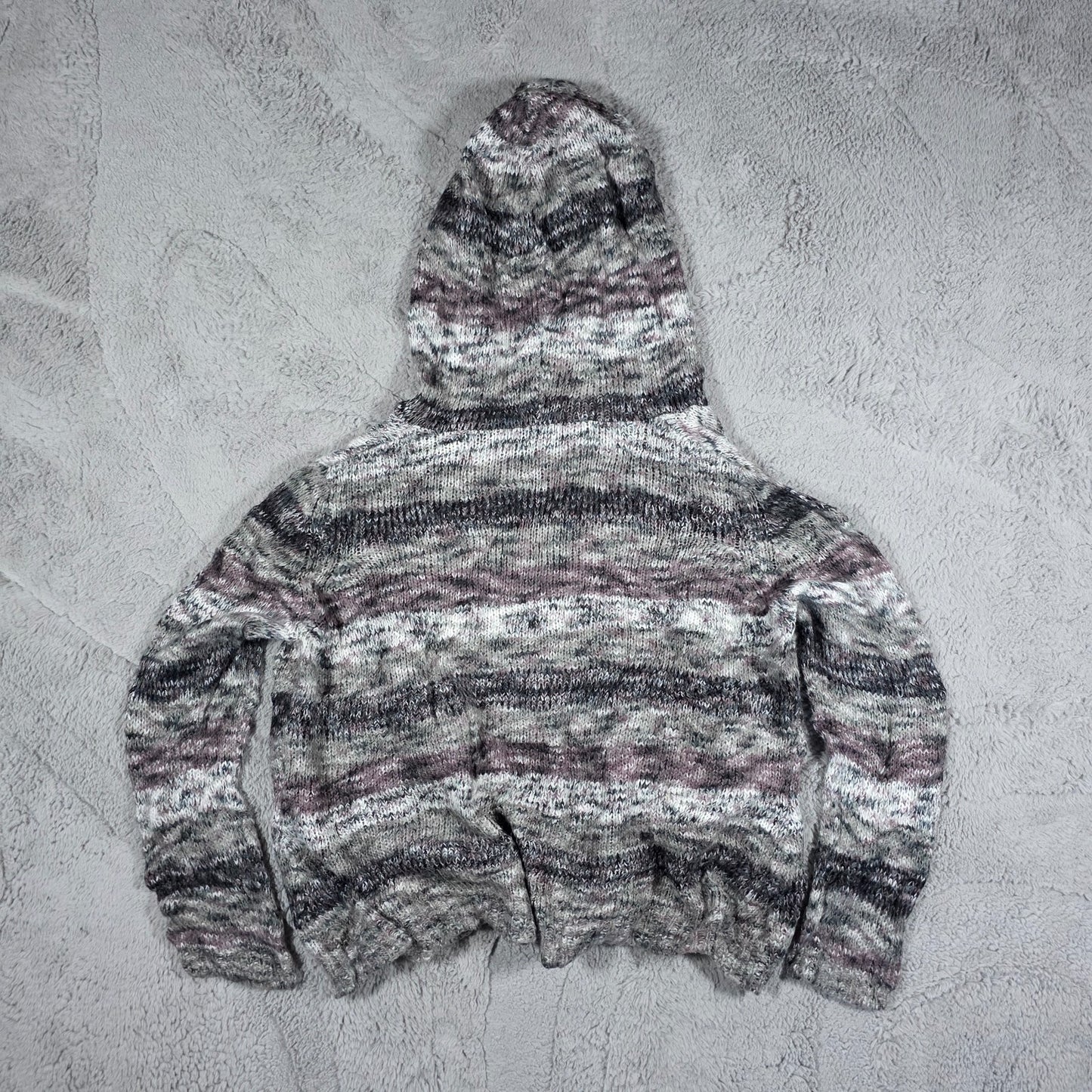 Vintage My Style Hooded Knit Cardigan Women’s XL Grey Marl Acrylic