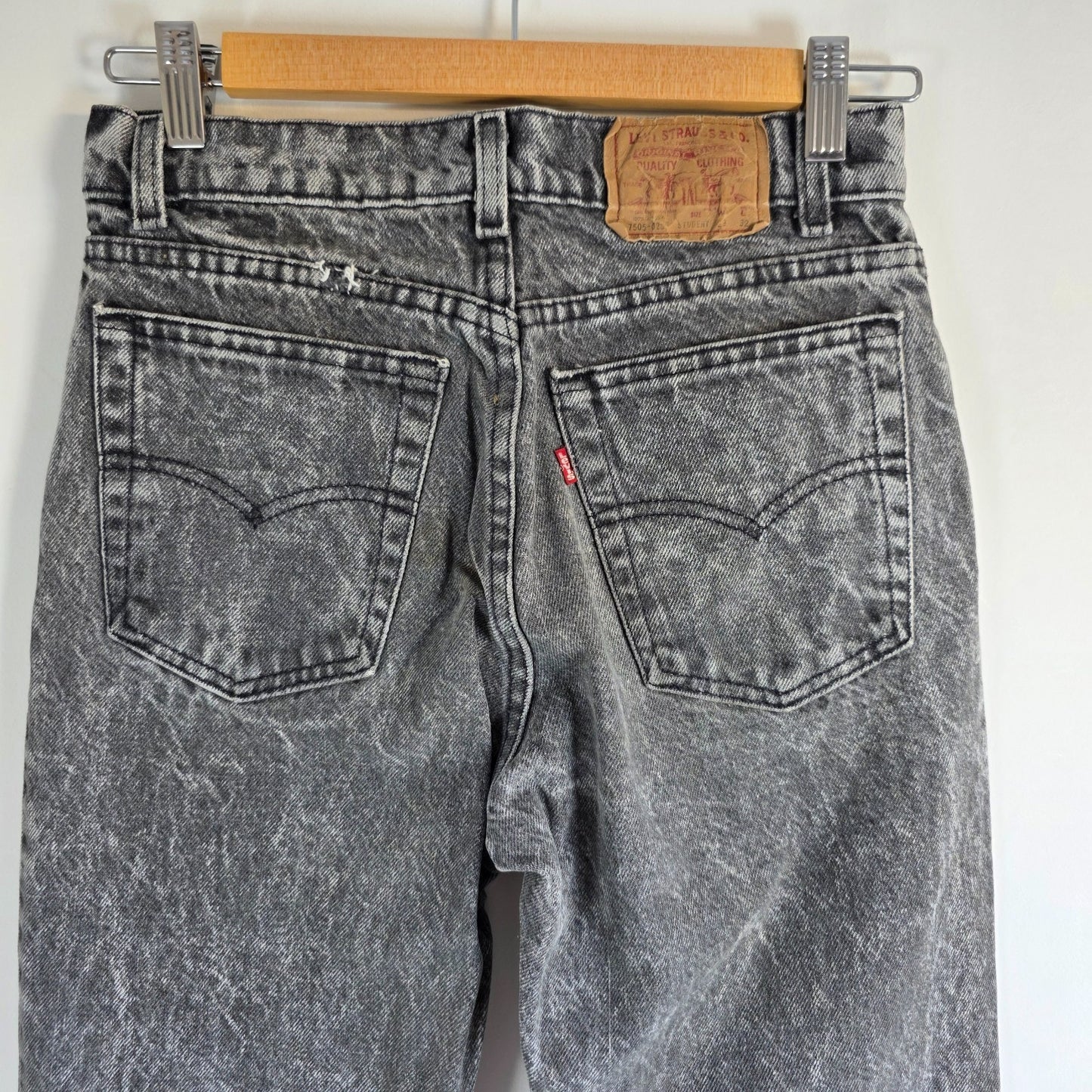 Levi’s 7505 Student Jeans W27 L31 (W29 L32) Grey Acid Wash Made in USA Vintage