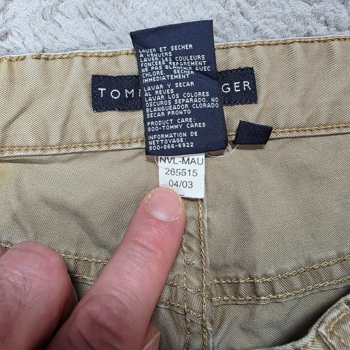 Tommy Hilfiger Straight Fit Chino Trousers Beige W34 L30 Cotton Casual Y2K