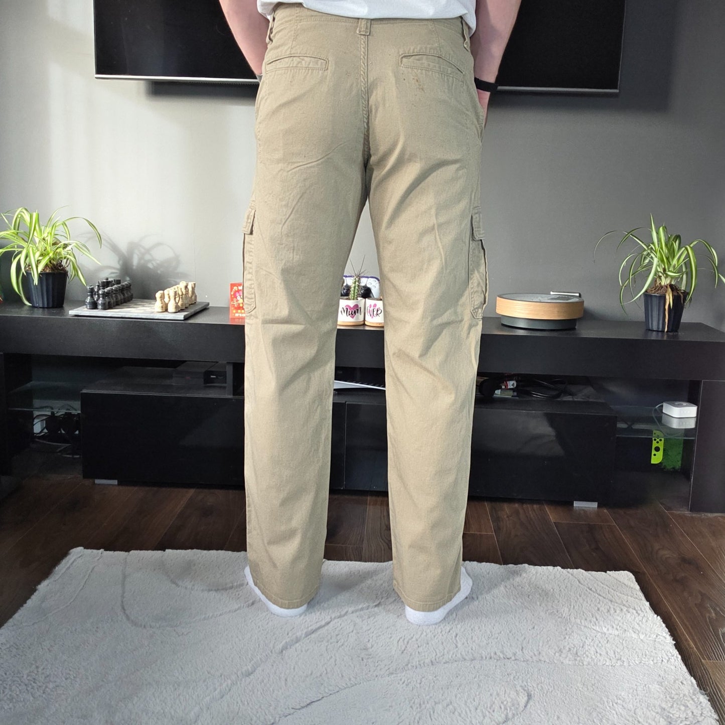 Wrangler Cargo Trousers Beige Relaxed Fit Men’s W32 L34 Stretch Utility