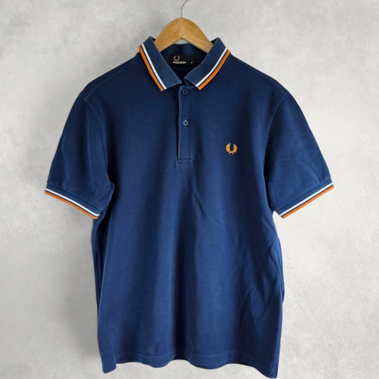Fred Perry Polo Shirt Twin Tipped Blue Men’s Size M Cotton Classic