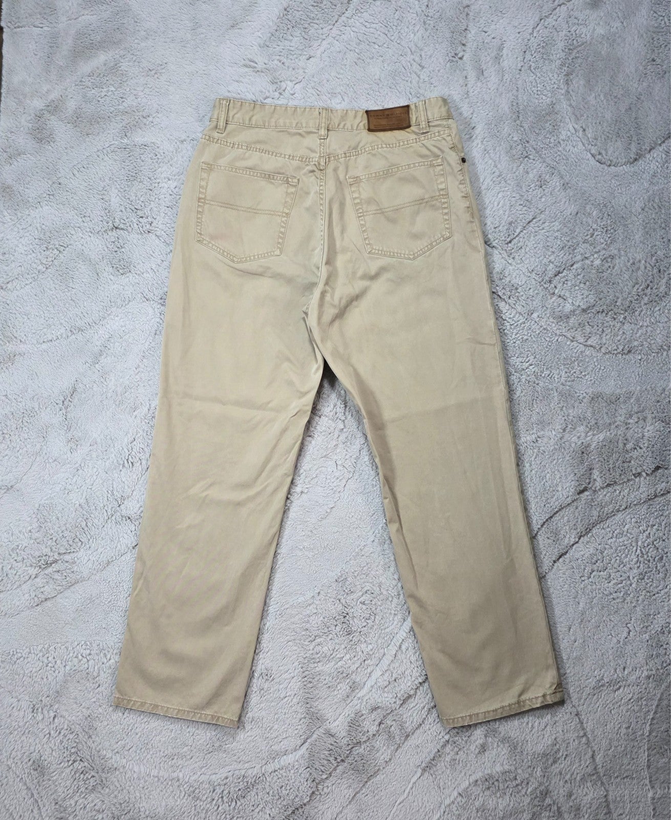 Tommy Hilfiger Straight Fit Chino Trousers Beige W34 L30 Cotton Casual Y2K