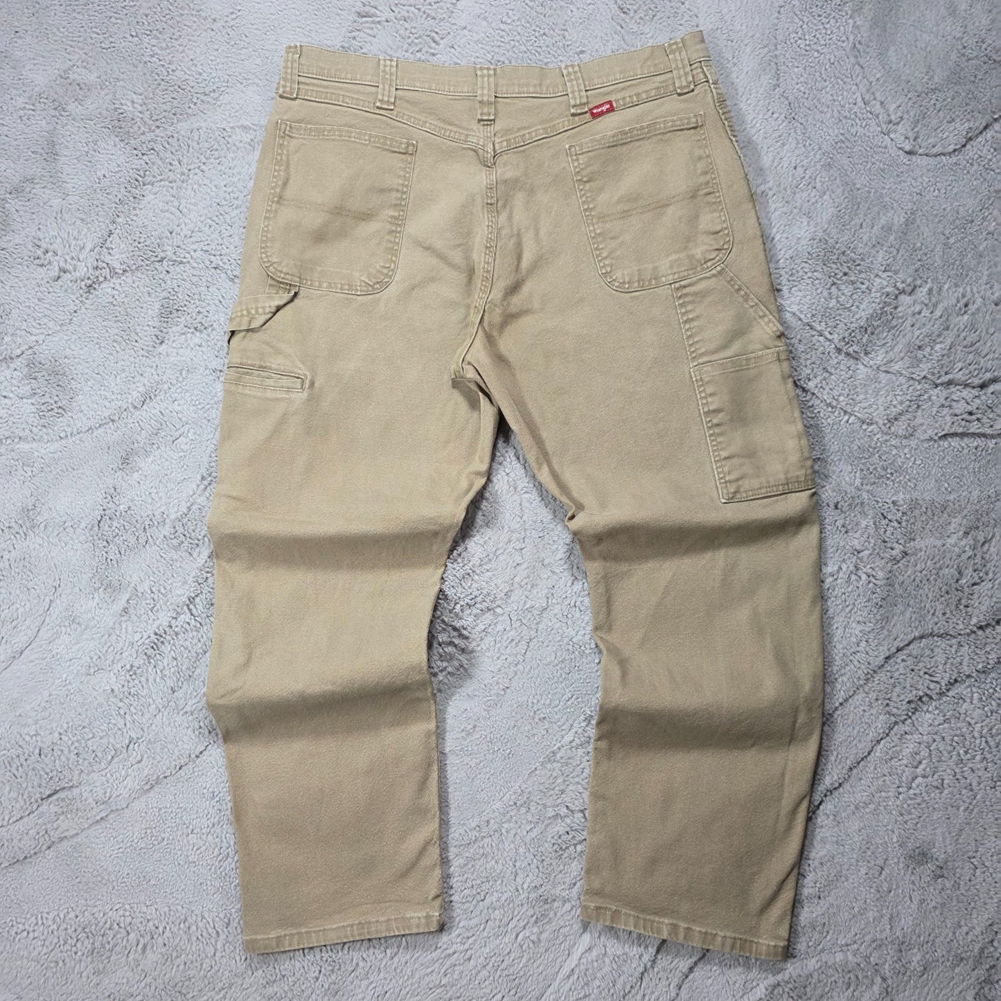 Wrangler Carpenter Jeans Beige Workwear Hammer Loop Utility Pocket W38 L30