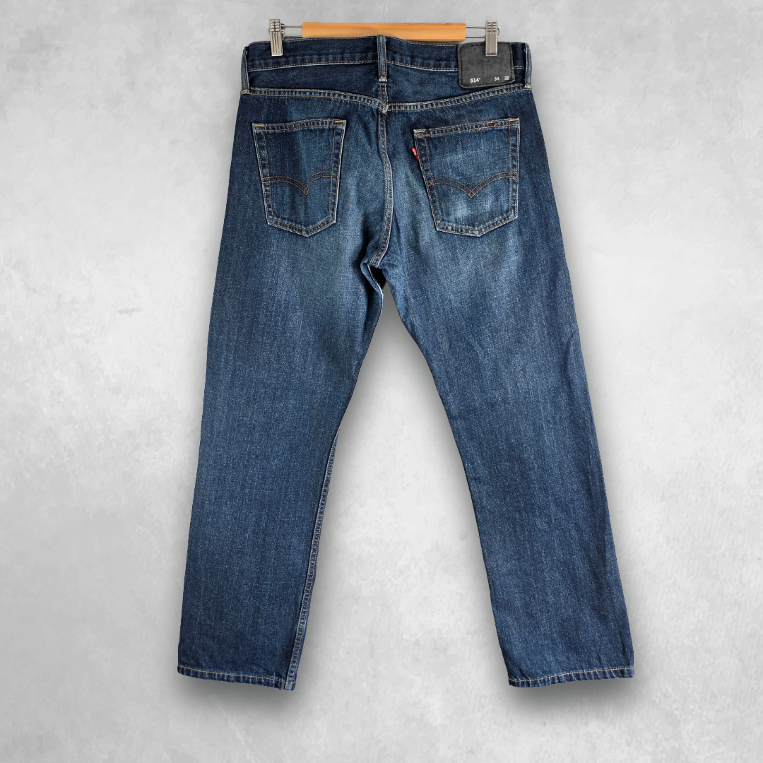 Levi’s 514 Straight Jeans Men’s W33 L31 Blue Clean Classic Denim Regular Fit