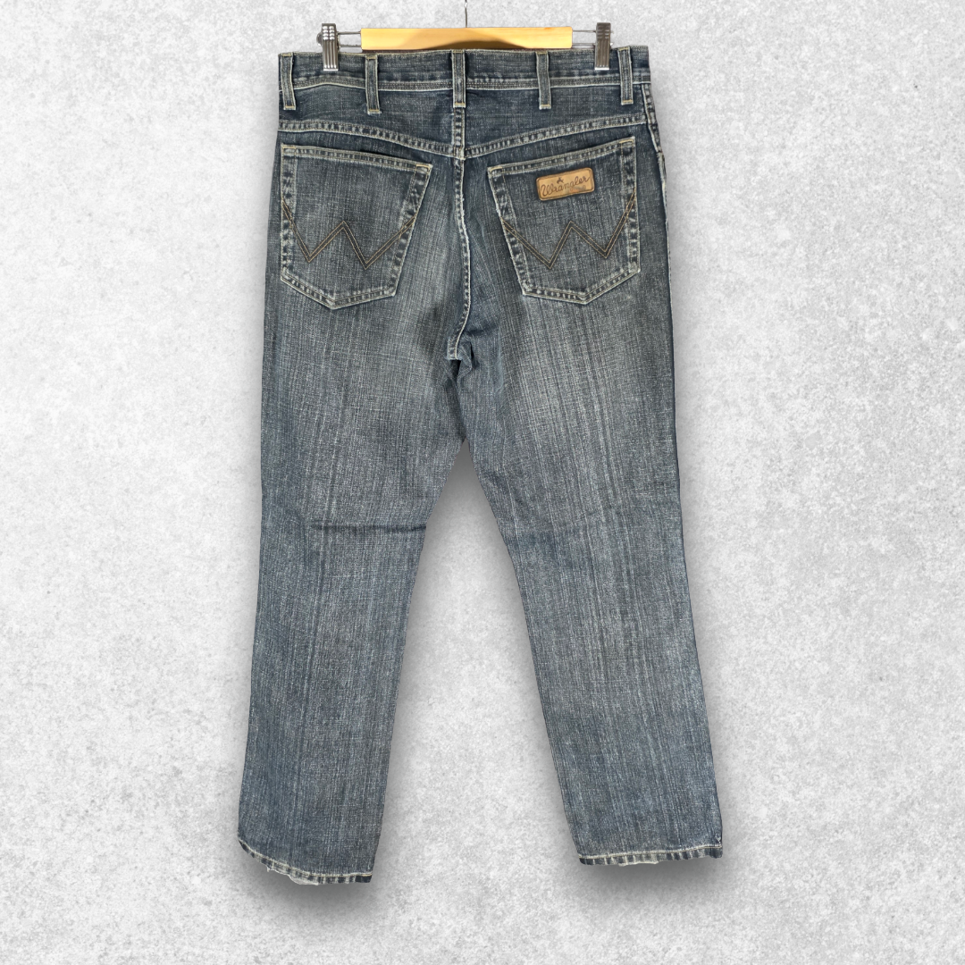 Wrangler Texas Jeans W34 L30 Blue Straight Fit Denim Men's Classic Cotton
