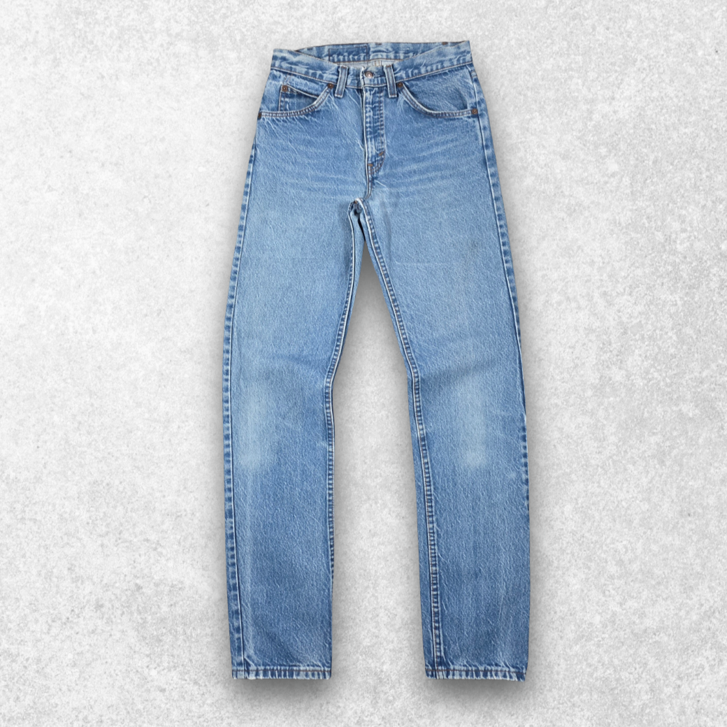 Vintage Levi’s Orange Tab Jeans W28 L34 (W29 L36 Tag) Blue Tapered Leg USA Style