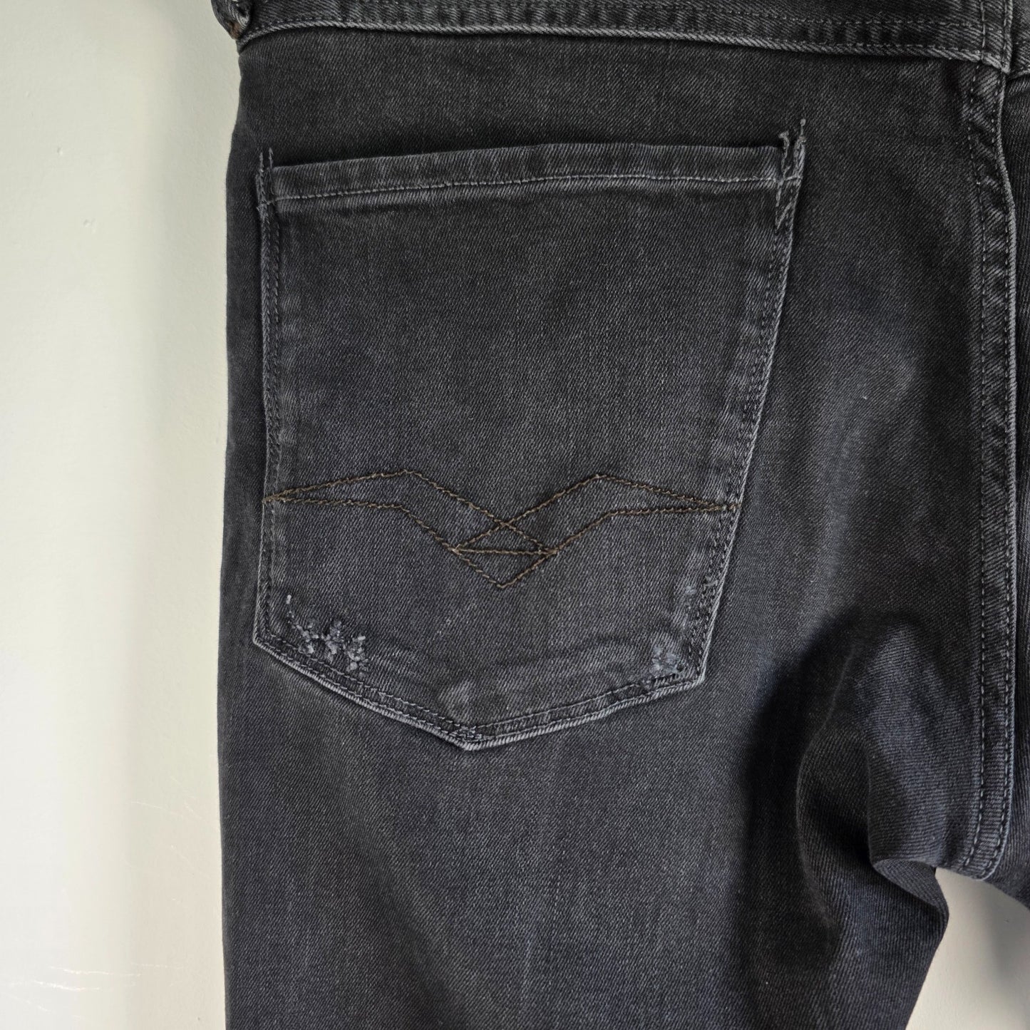 Replay Anbass Jeans Mens W36 L32 Black Stretch Denim Slim Fit Designer