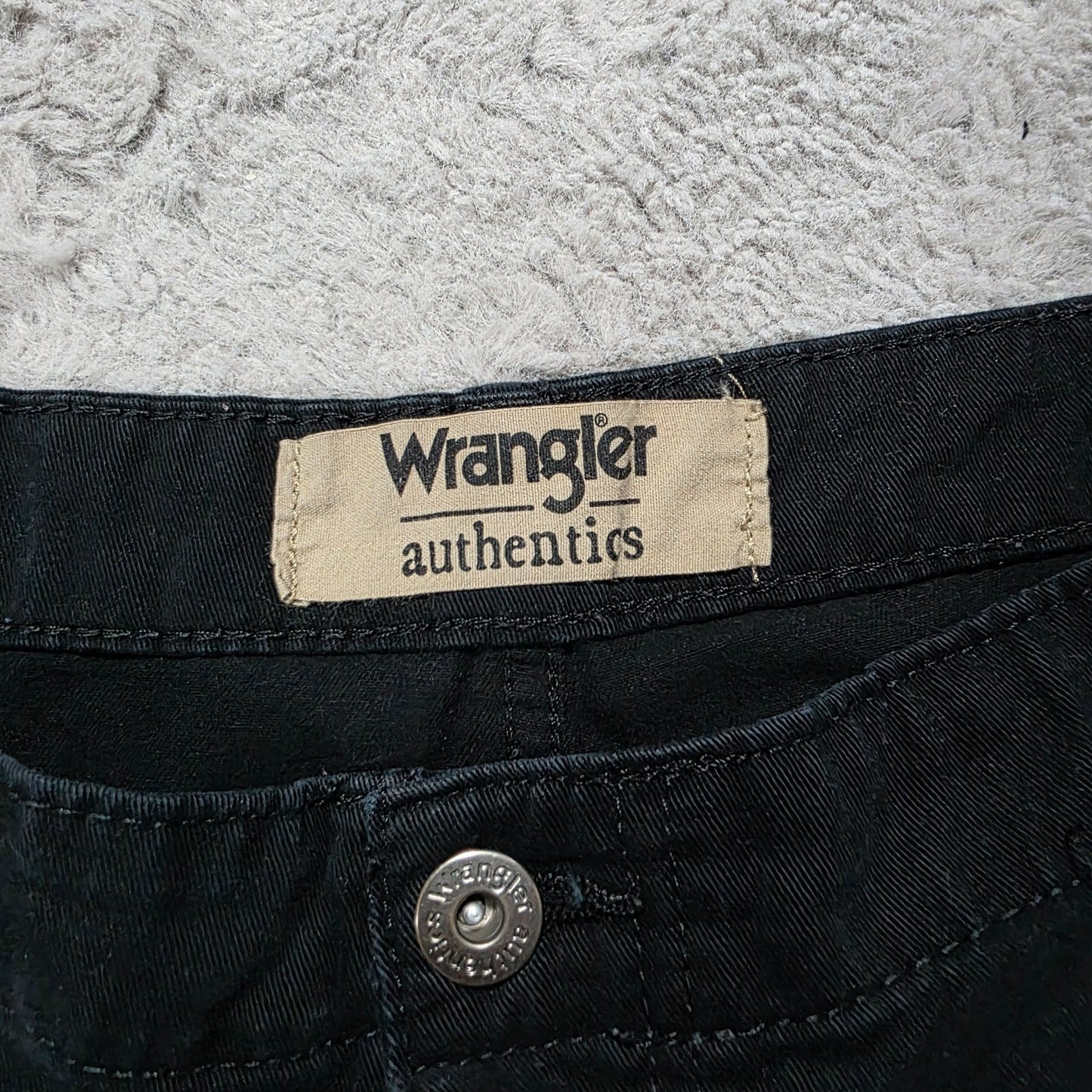 Wrangler Authentics Cargo Trousers Black Men’s Straight Fit W38 L32 Hook & Loop