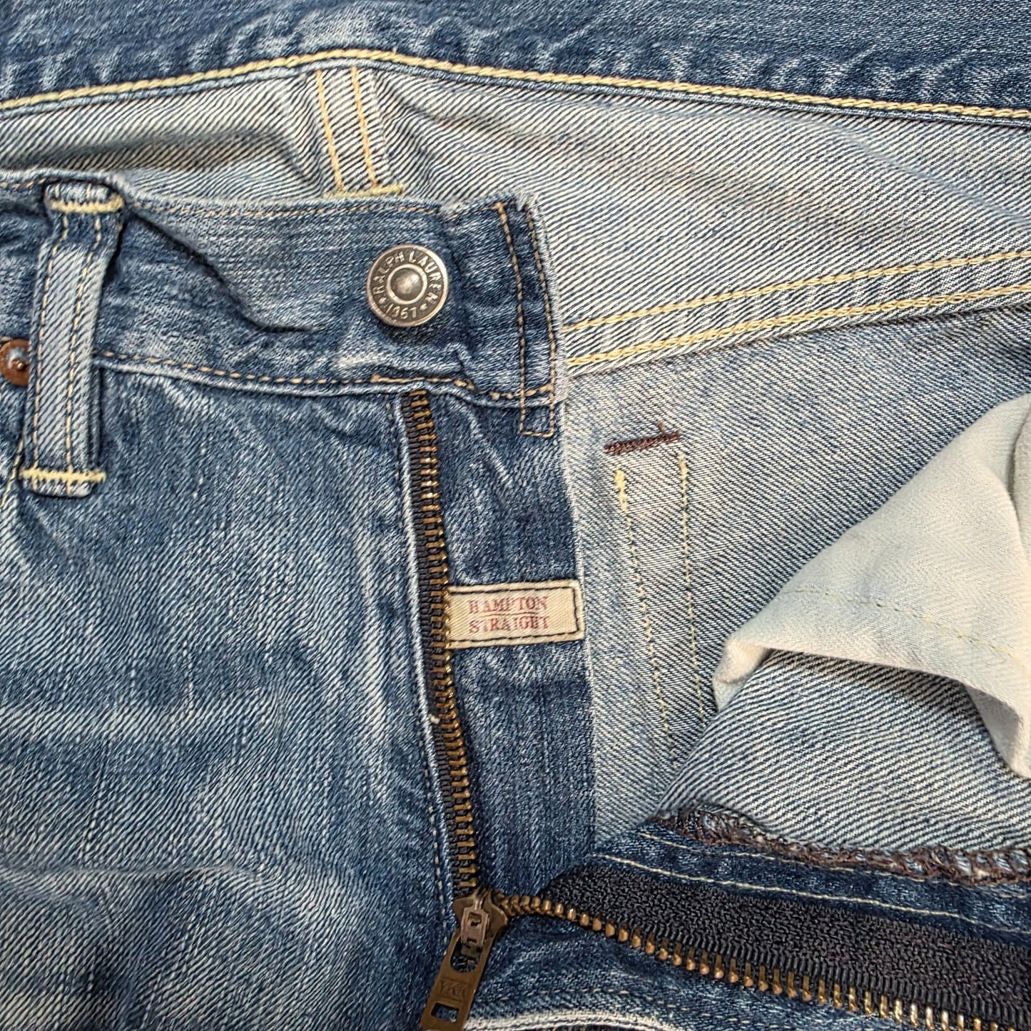 Vintage Y2K Polo Ralph Lauren Hampton Straight Blue Denim Jeans W32 L32