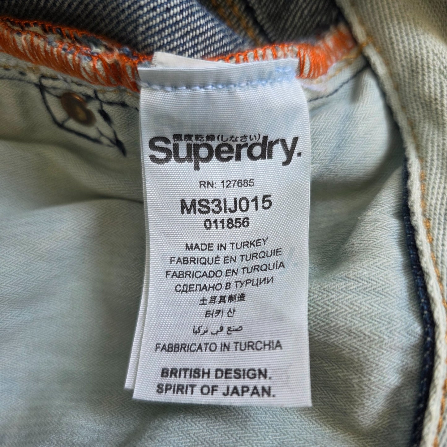 Superdry Copper Label Selvedge Jeans W34 L32 Blue Slim Taper Italian Tailored