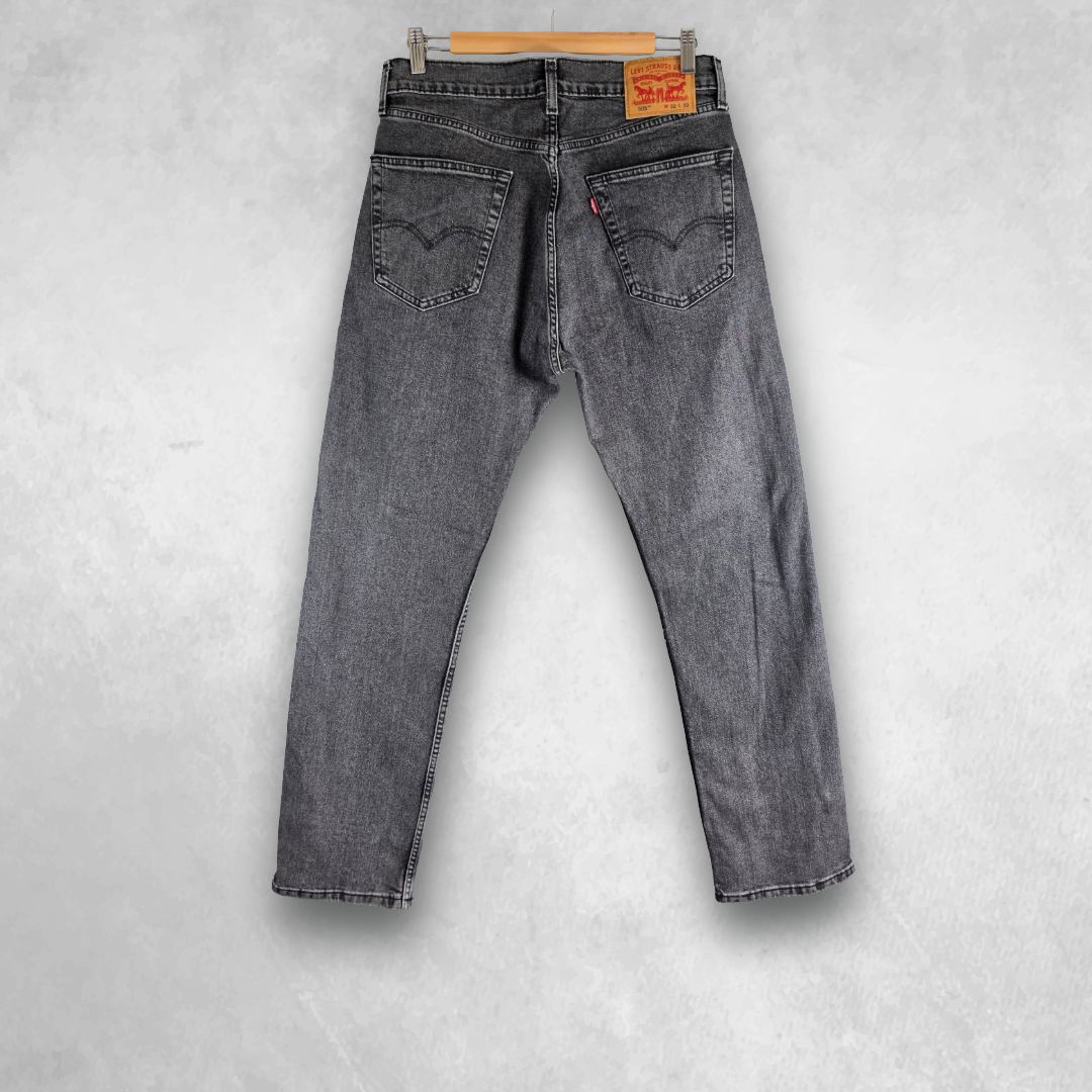 Levi’s 505 Straight Jeans Men’s W32 L32 Washed Black Denim Stretch Regular Fit