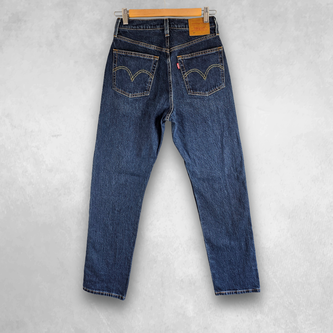 Levi’s 501 Jeans Women’s W26 L30 Blue Straight Mid Rise Contrast Stitch