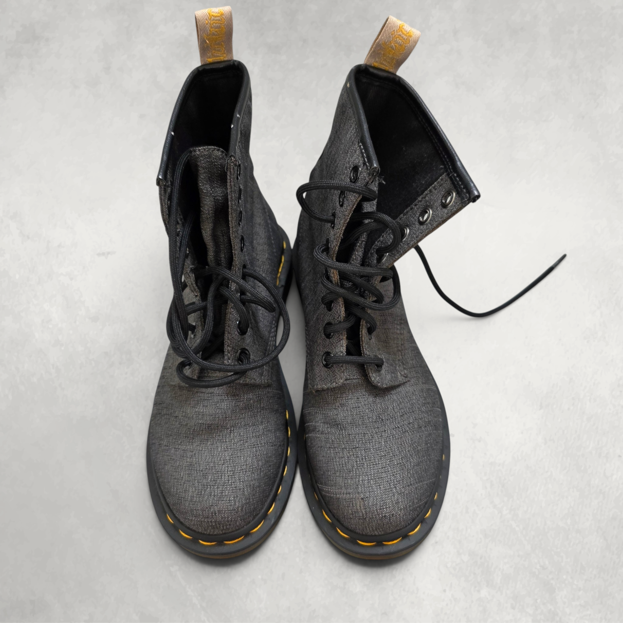 Dr Martens Vegan Castel Boots UK 3 EU 36 Grey 8 Eye Lace Up Grunge Punk