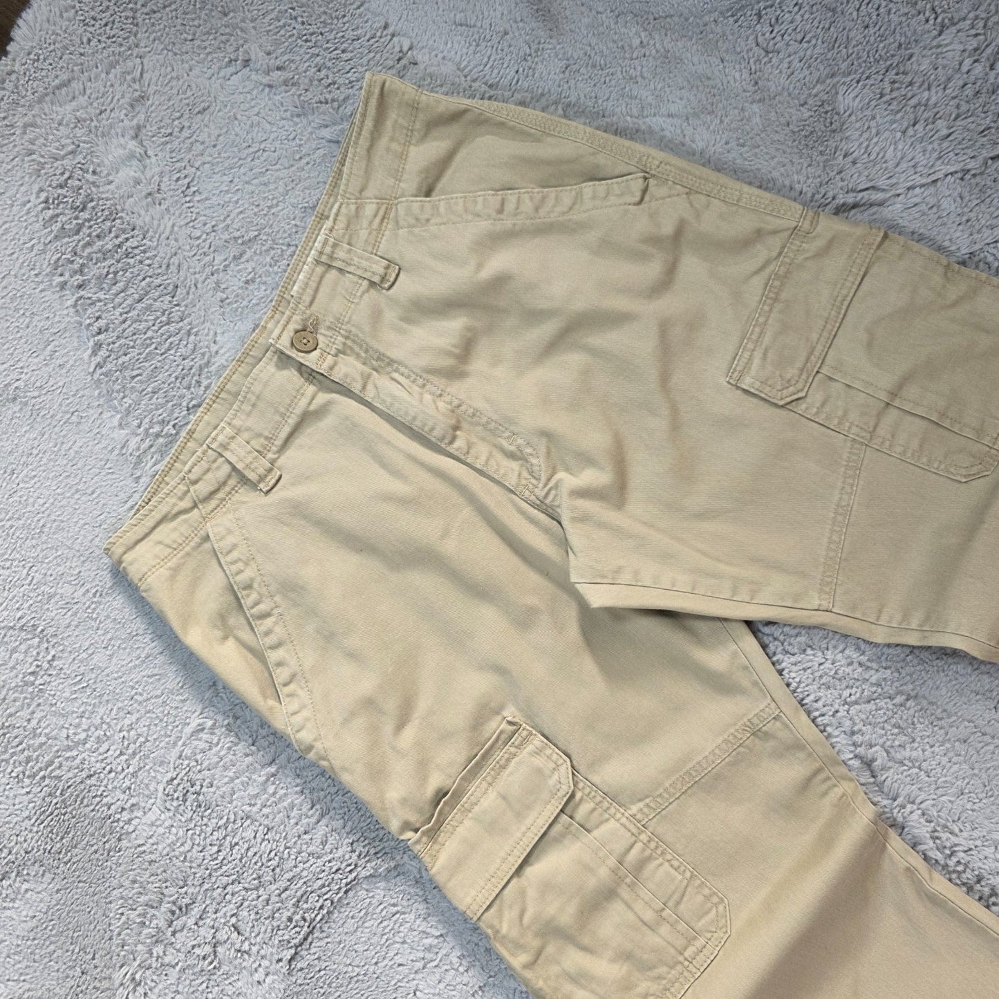 Wrangler Cargo Trousers Beige Relaxed Fit Men’s W32 L34 Stretch Utility