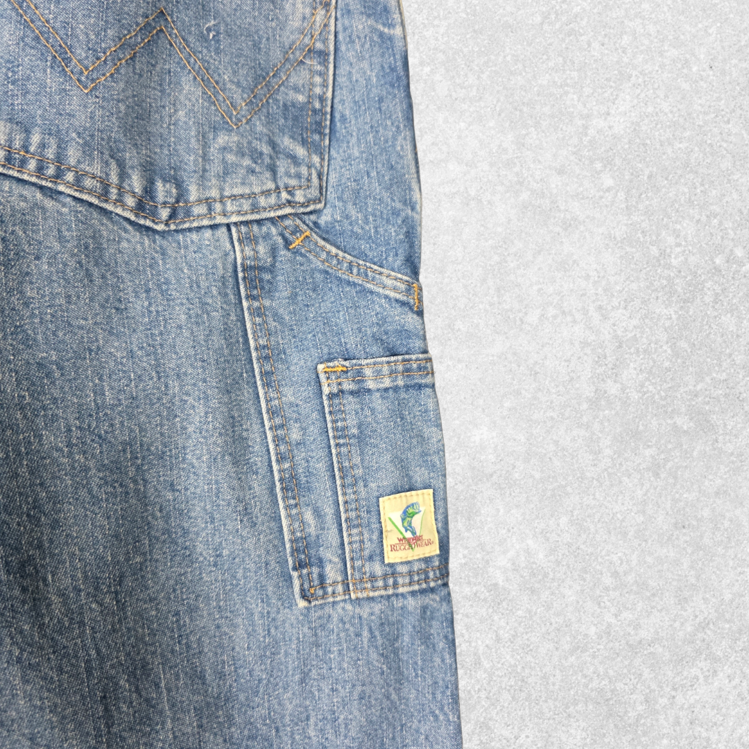 Wrangler Rugged Wear Carpenter Jeans W39 L30 (Tag 42x30) Relaxed Blue Vintage