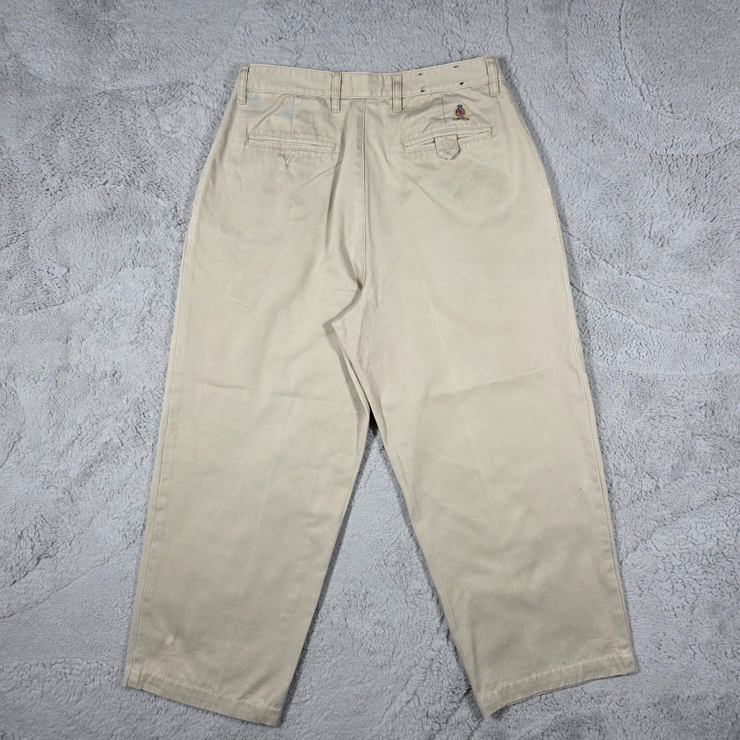 Vintage Tommy Hilfiger Pleated Chinos Beige Straight Fit Men’s W33 L25