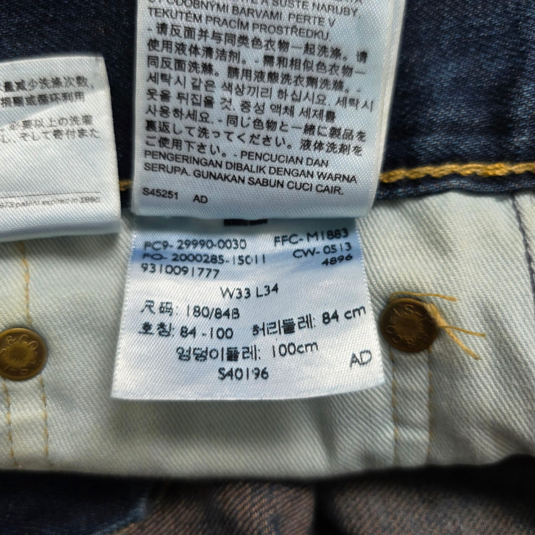 Levi’s 504 Straight Jeans Men’s W32 L33 Blue Denim (W33 L34 Tag)