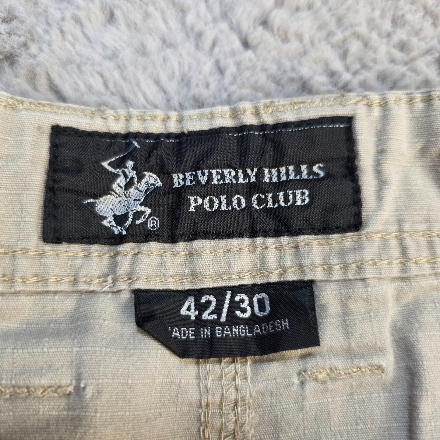 Beverly Hills Polo Club Cargo Trousers Beige W42 L30 Men’s Cotton Utility