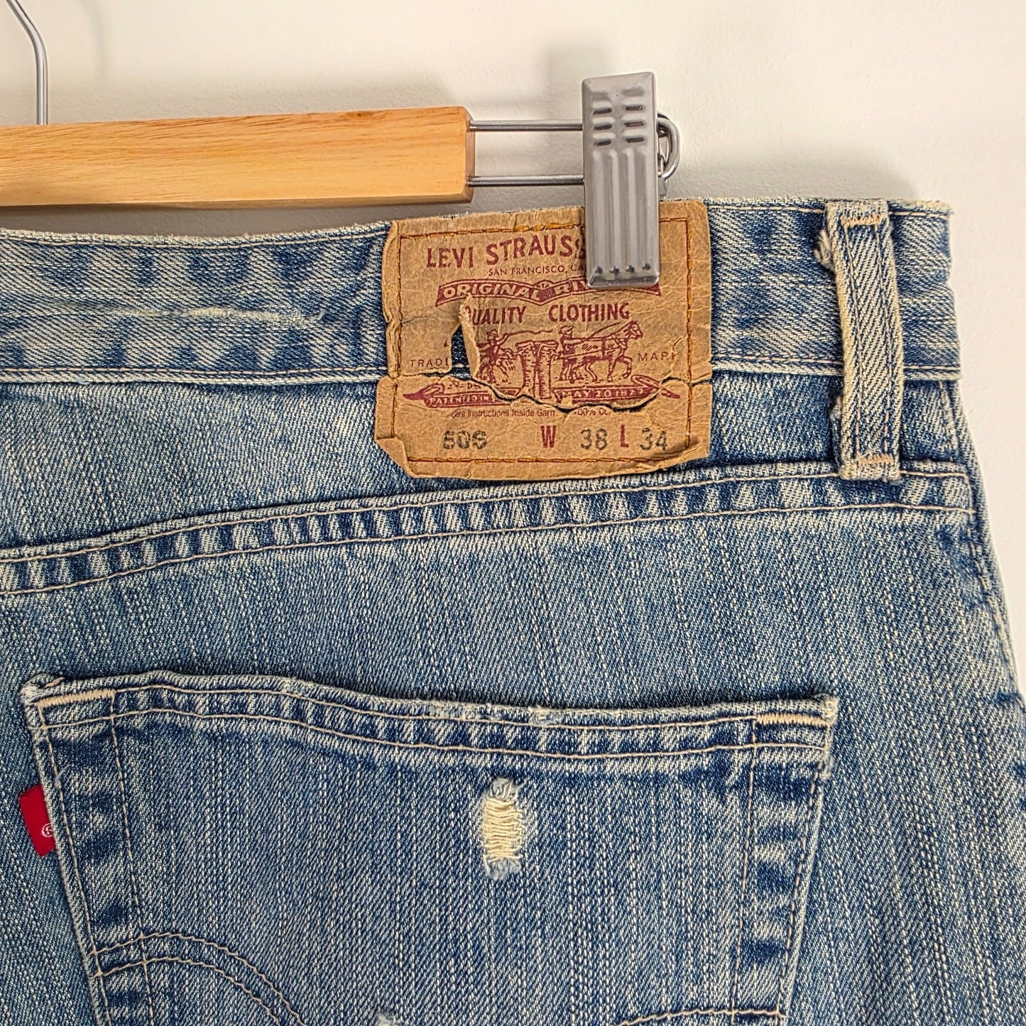 Levi’s 506 Jeans W38 L31 Blue Straight Leg Men’s Denim Distressed