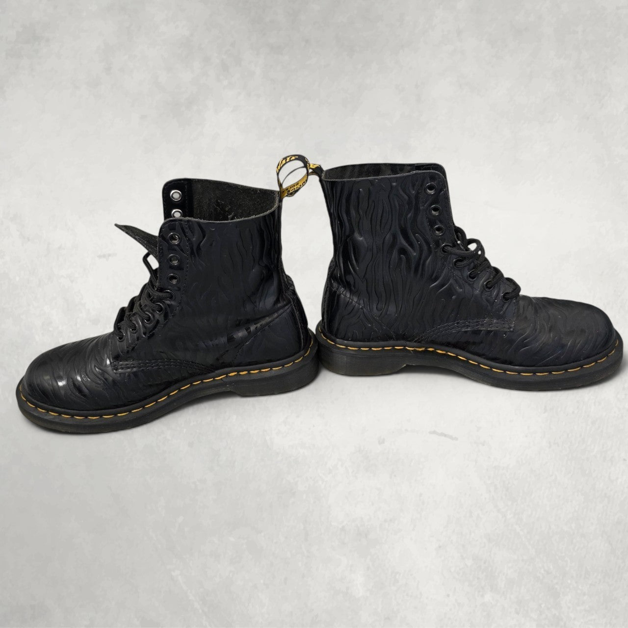Dr Martens 1460 Pascal Zebra Emboss Boots UK 5 EU 38 Black Leather Chunky Grunge