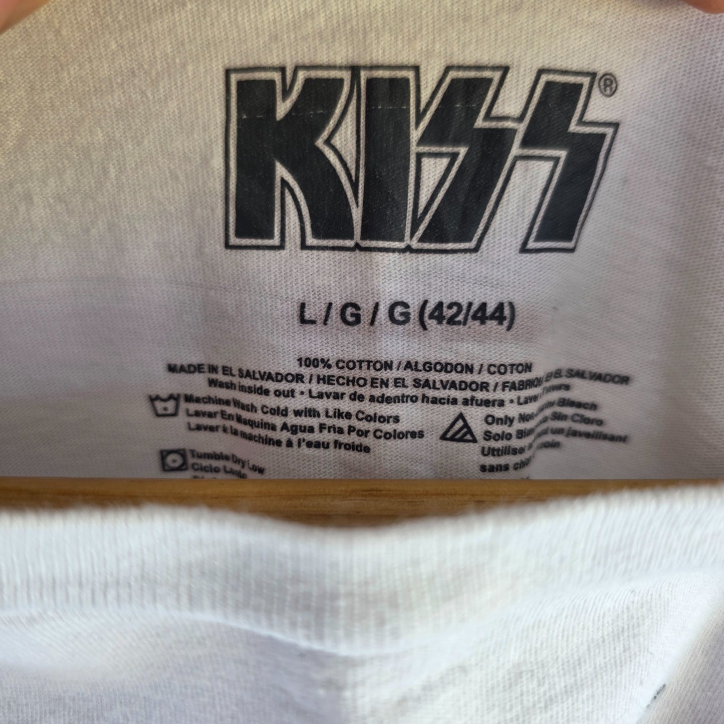 KISS Classic Rock Long Sleeve Band Tee White Graphic Music Shirt Size L