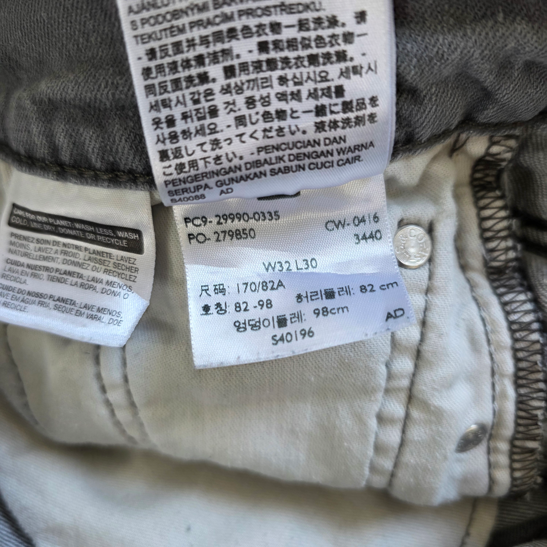 Levi’s 504 Straight Jeans Men’s W32 L29 Grey Faded Grunge Denim