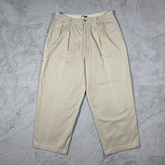 Vintage Tommy Hilfiger Pleated Chinos Beige Straight Fit Men’s W33 L25