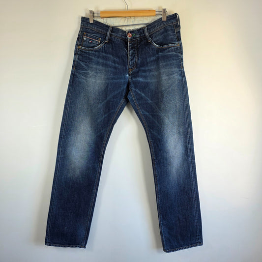 Tommy Hilfiger Hudson Slim Fit Jeans W34 L34 Blue Button Fly Men's Denim
