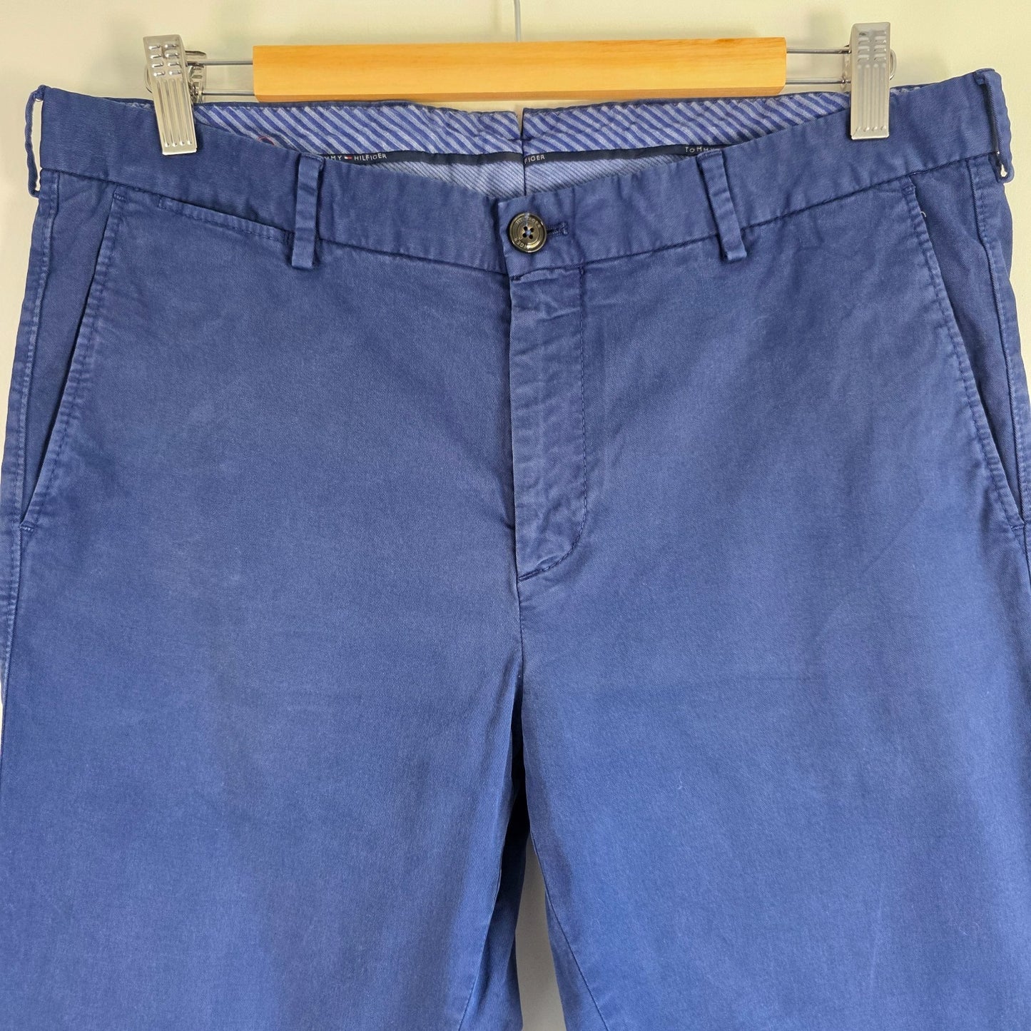 Tommy Hilfiger Chinos W34 L32 Blue Straight Fit Pima Cotton Men's Trousers