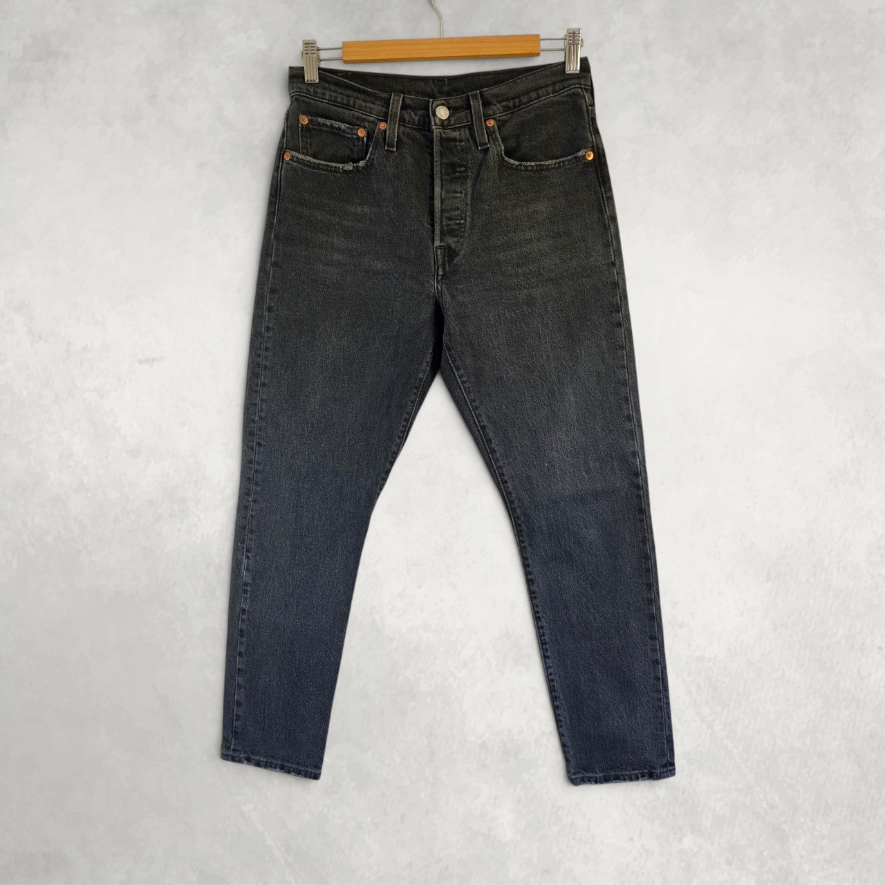 Levi’s 501 S Skinny Jeans W27 L28 Black Faded Stretch Denim Women’s High Rise