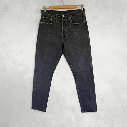 Levi’s 501 S Skinny Jeans W27 L28 Black Faded Stretch Denim Women’s High Rise