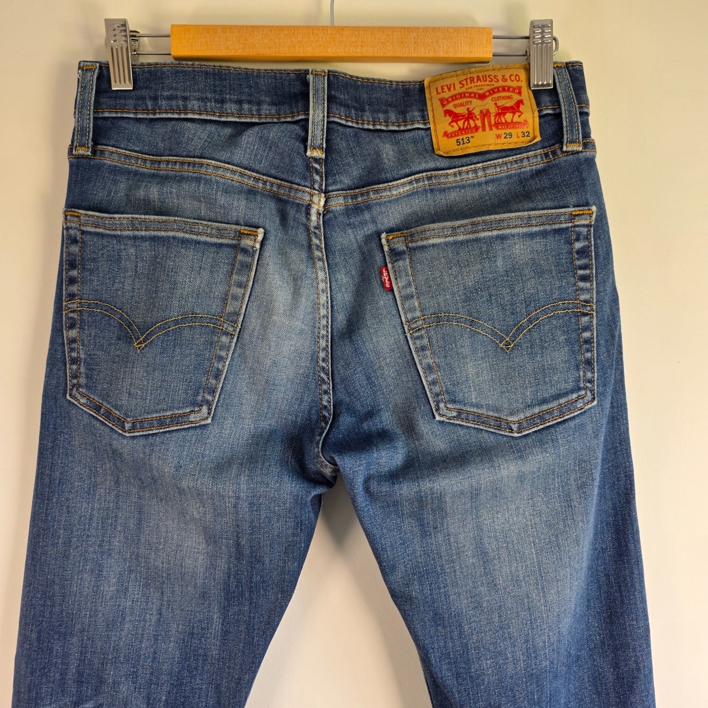 Levi’s 513 Straight Jeans Mens W29 L31 (32) Blue Stretch Denim Regular Fit