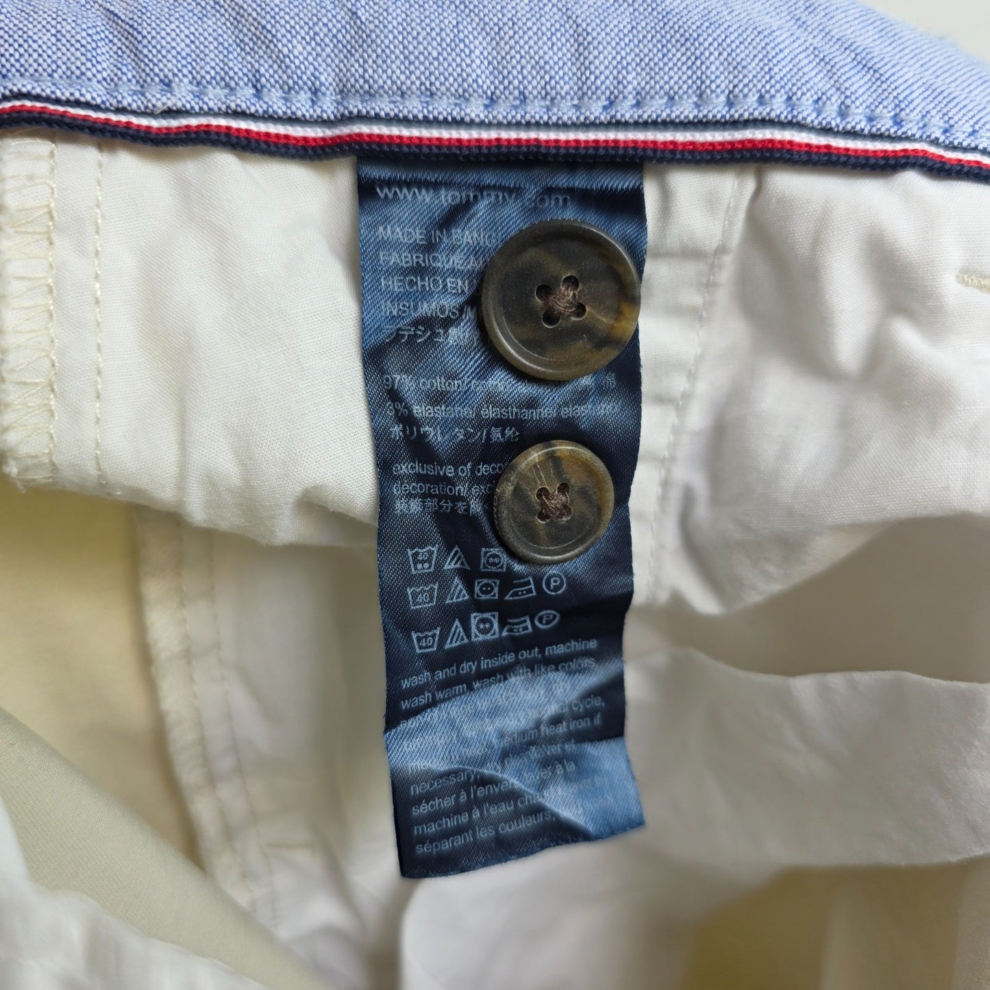Tommy Hilfiger Chino Trousers W32 L29 Beige Custom Fit Smart Casual Preppy