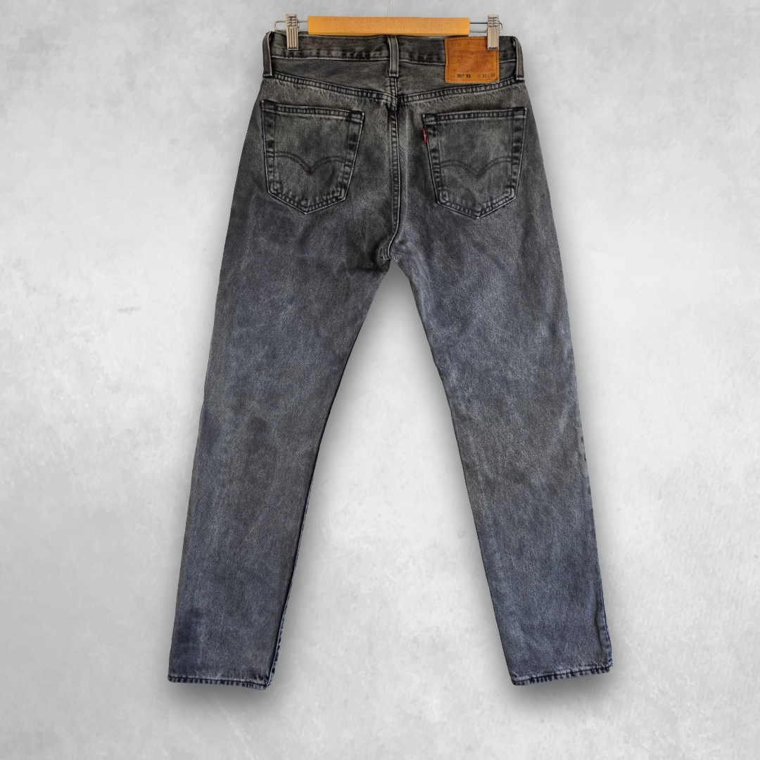 Levi’s 501 ‘93 Jeans Mens W29 L32 (Tagged W30) Black Straight Leg Button Fly