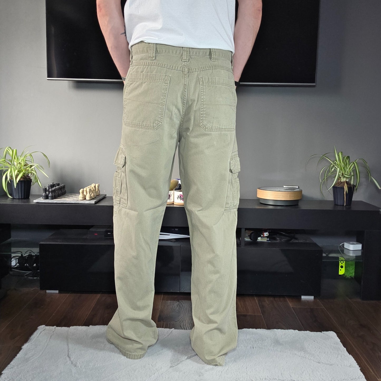 Wrangler Cargo Trousers Men’s Stone Beige Straight Fit W36 L34 100% Cotton