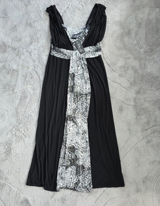 Lady Rich London Maxi Dress Women’s Black White Sleeveless Size 16 NWT