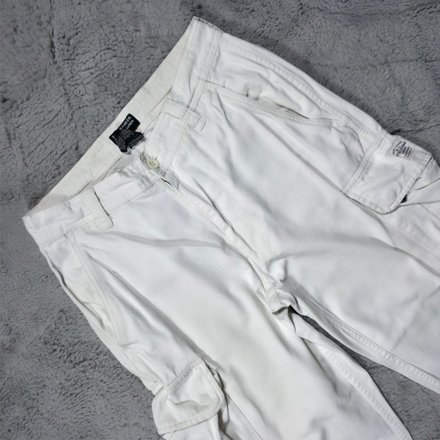 Polo Jeans Co. Ralph Lauren White Cargo Trousers W29 L26.5 Men’s – Y2K Style