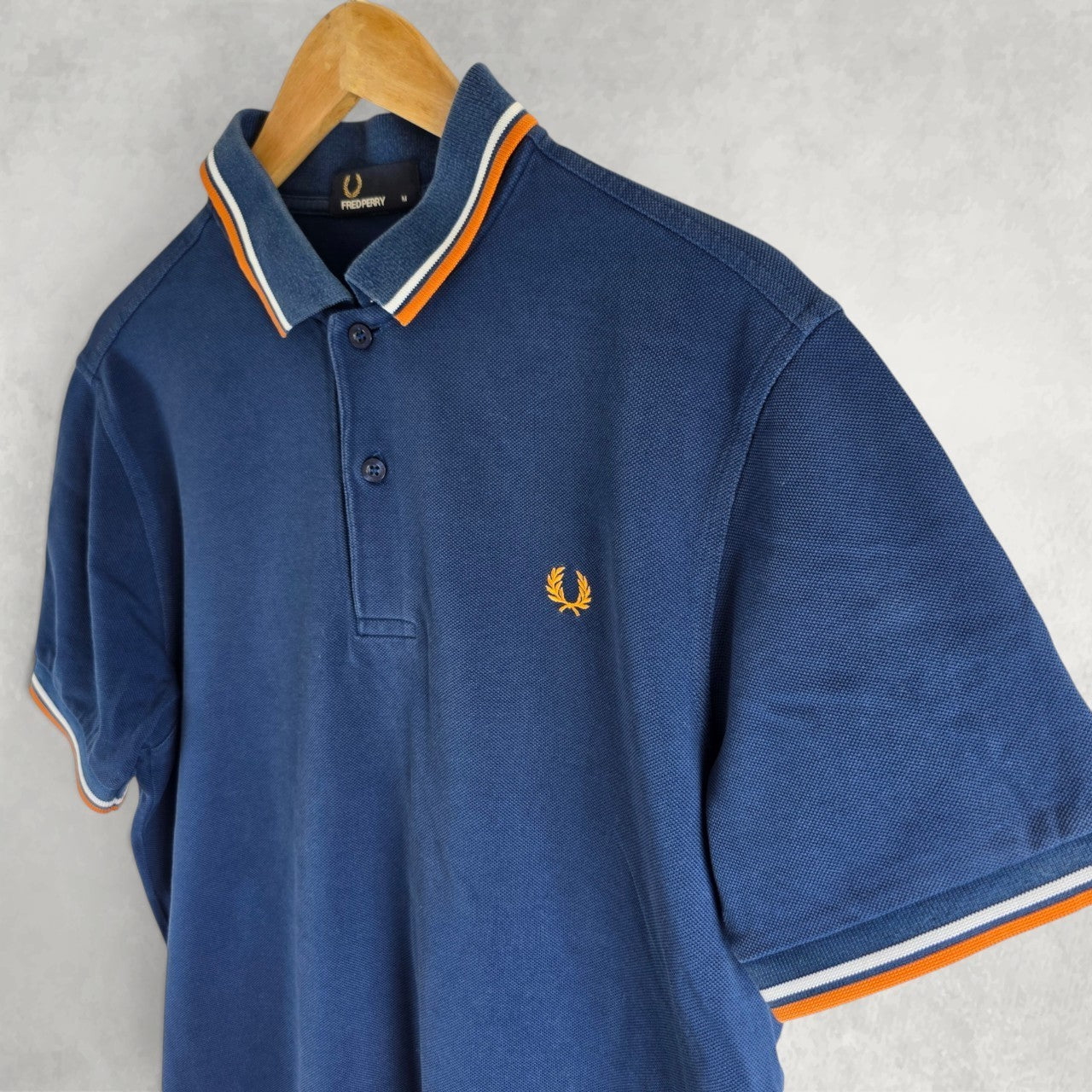 Fred Perry Polo Shirt Twin Tipped Blue Men’s Size M Cotton Classic